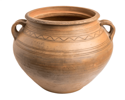 Clay cooking pot with handles, earthenware utensil, vintage style design png