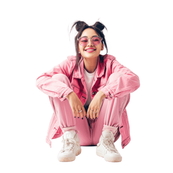 A girl in pink sitting on the floor png