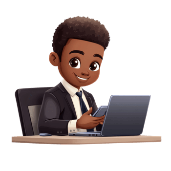 Young African American Boy Working on Laptop png