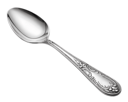 Sleek silver spoon, modern design, polished utensil for dining png