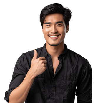 A man in a black shirt is giving the thumbs up png