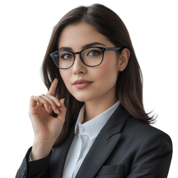 A woman in a business suit and glasses png