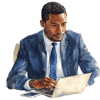 A Professional Man Works on His Laptop png