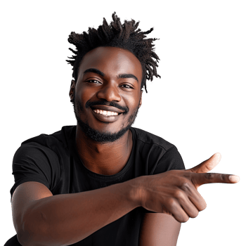 Young black man is pointing at something png