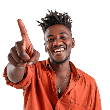 A black young man is pointing at something png