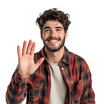 A man is waving his hand up in the air png