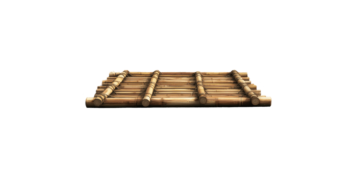 Bamboo raft flat lay view isolated on transparent background png