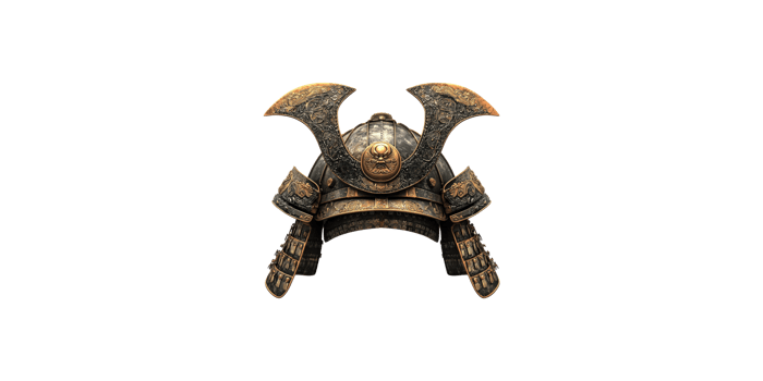 Ancient japanese samurai helmet isolated on transparent background png