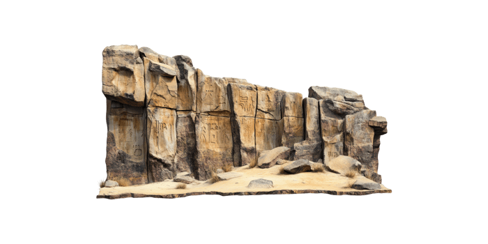 Ancient stone ruins with hieroglyphs isolated on transparent background png