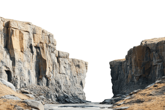 Rocky canyon landscape isolated on transparent background png
