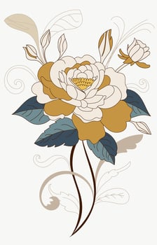 Elegant golden rose flower in a vintage, abstract style. vector