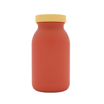 Red Bottle Mockup with Yellow Cap Product Packaging Design png