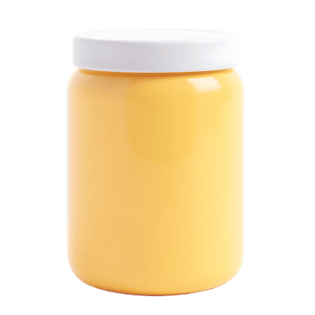 Yellow Plastic Jar with White Lid Packaging Mockup png
