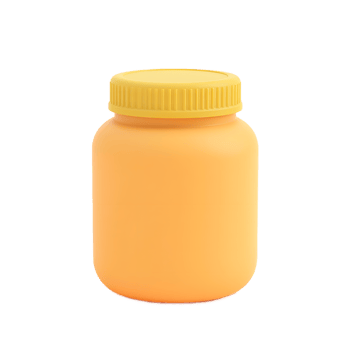 Orange Plastic Jar with Yellow Lid Product Packaging Mockup png