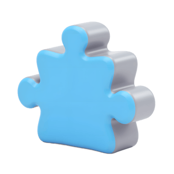 3D Puzzle Piece Icon Light Blue Gray Solution png