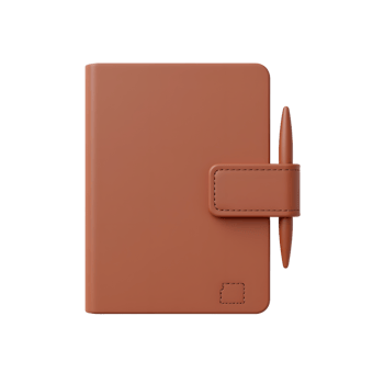 Brown Leather Notebook with Pen Perfect for Note Taking and Journaling png