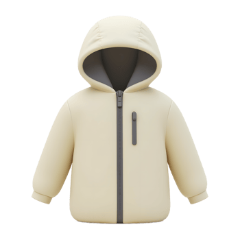 Cream Hooded Zip-Up Jacket for Kids png