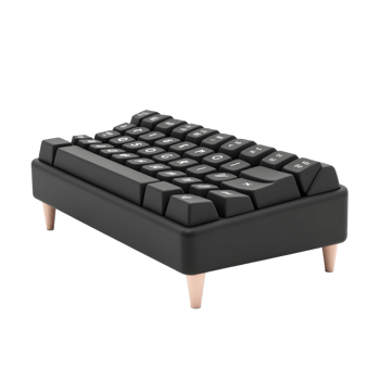 Stylish Black Compact Keyboard with Rose Gold Legs png