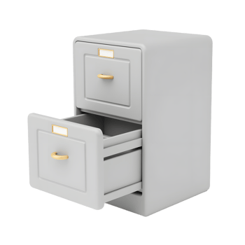 Grey Metal Filing Cabinet with Open Drawer png
