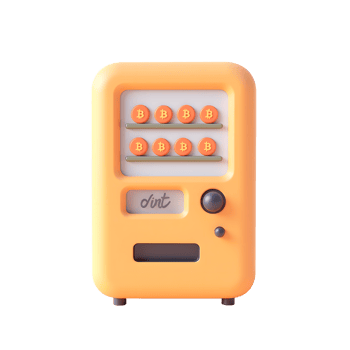Bitcoin Vending Machine 3D Render Orange Retro Design png