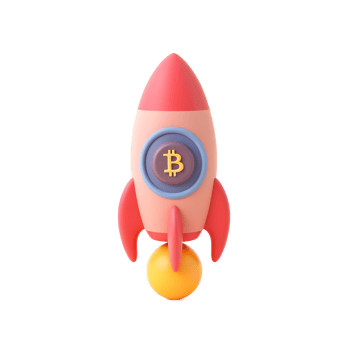 Bitcoin Rocket Launch 3D Render Cryptocurrency Startup png