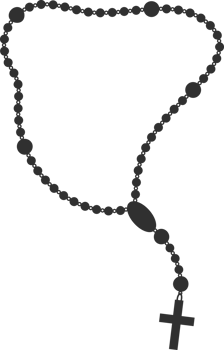Catholic rosary beads with cross. Christian necklace. Prayer chain with saint crucifix. Religious jewelry silhouette. png