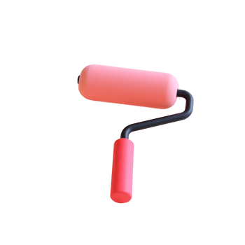 Pink Paint Roller 3D Render for Home Decor Projects png