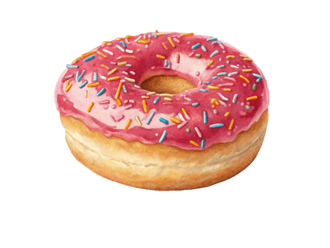 Delicious Pink Donut with Sprinkles, Sweet Treat, Bakery Item png