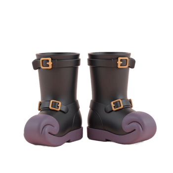 Cute Black Witch Boots 3D Render Halloween Design png