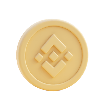 Binance Coin 3D Render Yellow Cryptocurrency Token png