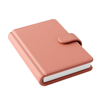 Elegant Coral Leather Notebook Mockup for Branding png