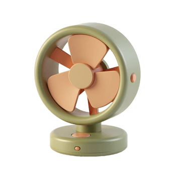Cute Green Desk Fan 3D Render Pastel Colors Summer Cooling png