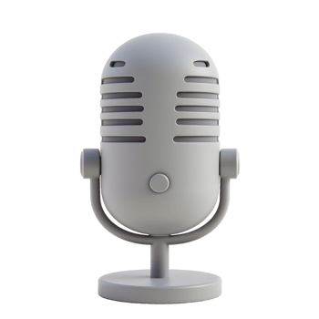 Grey Retro Microphone 3D Render Illustration png