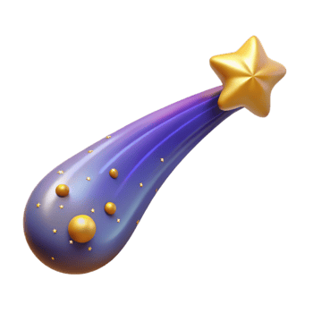 Purple Comet with Golden Star and Celestial Elements png