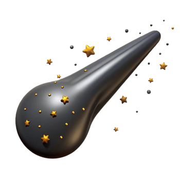 Dark Comet with Golden Stars png