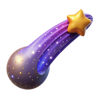 Purple Comet with Golden Star 3D Render png