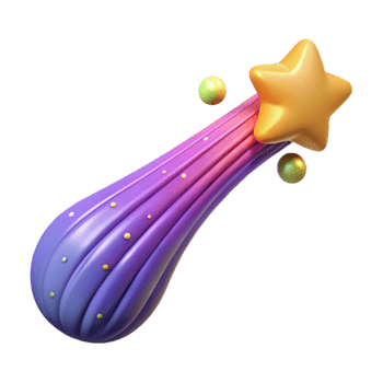 Shooting Star 3D Render Colorful, Abstract Art png