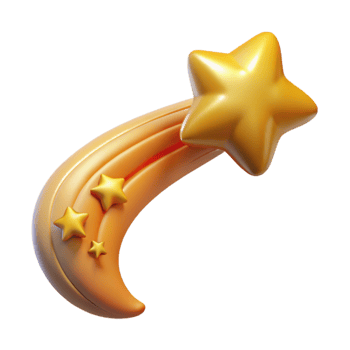 Golden Shooting Star 3D Render png