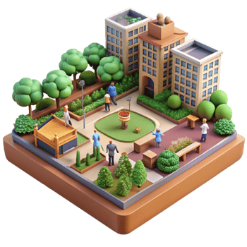 Urban Oasis Miniature City Park with Landscaping png