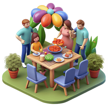 Family Outdoor Meal, Festive Gathering png
