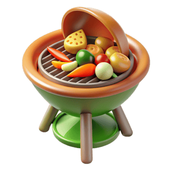 Grilled Vegetables on a Portable Grill png