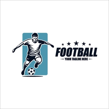 Football player logo designs Modern Soccer Badge logo template vector