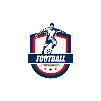 Football player logo designs Modern Soccer Badge vector