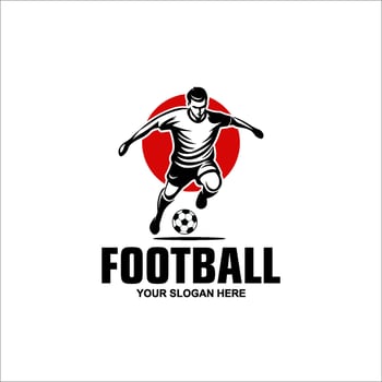 Football player logo designs Modern Soccer Badge logo vector