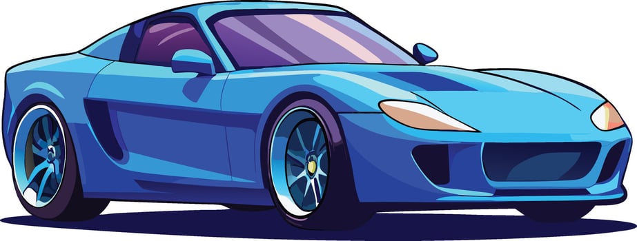 Cartoon blue sports car on white background vector