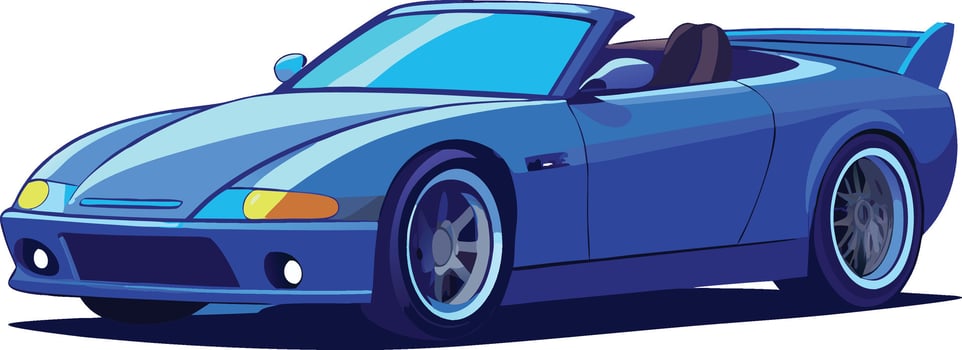 A cartoon blue sports car on a white background vector