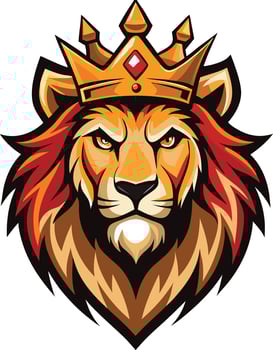Lion head with crown stylized illustration vector