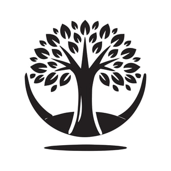 Ornate Black and White Tree of Life Graphic vector