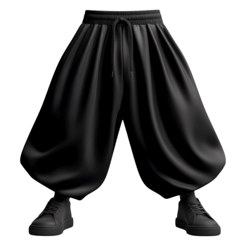 Black Baggy Pants and Sneakers on Dark Background for Fashion Shoot png