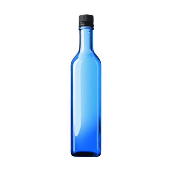 A Vibrant Blue Glass Bottle With A Black Cap png